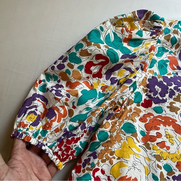 STORM & MARIE white multicolor abstract botanical leaf floral blouse skirt set - Picture 4 of 9